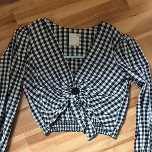 SO Black and White Checkered Blouse